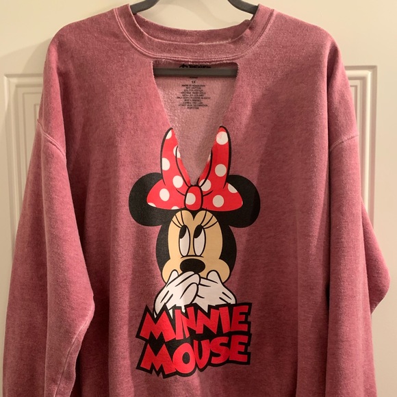 Disney Sweaters - Disney Minnie Mouse Scoop Neck Sweatshirt V-Cut
